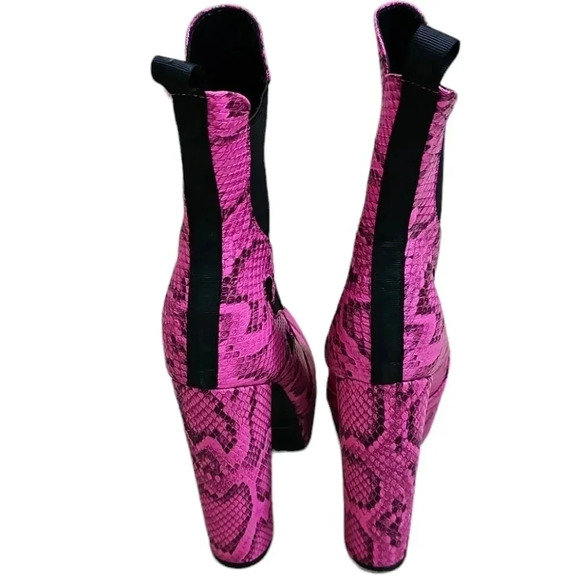 Unbranded 8.5 EUR 39 Hot Pink Snakeskin Flame Chelsea Platform Heels Y2K Goth - Picture 4 of 8